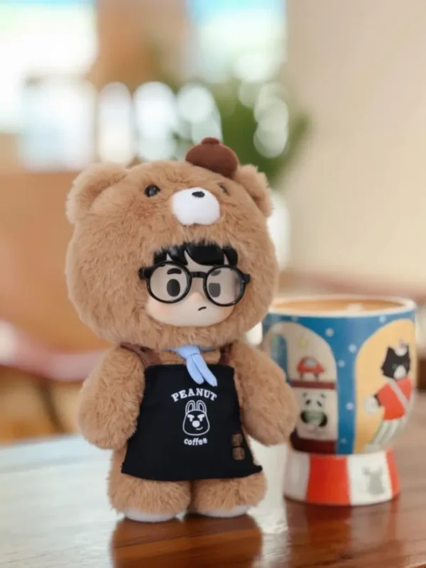 PEANUT TOYS Little Bear Barista Vinyl Plush Doll (18cm) - Posable Art Toy & Pendant