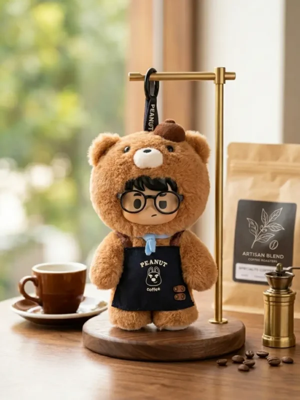PEANUT TOYS Little Bear Barista Vinyl Plush Doll (18cm) - Posable Art Toy & Pendant