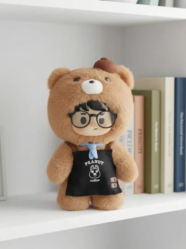 PEANUT TOYS Little Bear Barista Vinyl Plush Doll (18cm) - Posable Art Toy & Pendant