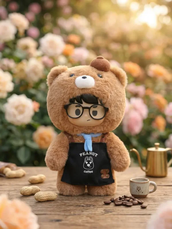 PEANUT TOYS Little Bear Barista Vinyl Plush Doll (18cm) - Posable Art Toy & Pendant