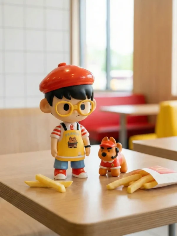 [IN STOCK] PEANUT TOYS Burger Manager Resin Art Figurine (13cm) - Limited Edition Magnetic Designer Toy