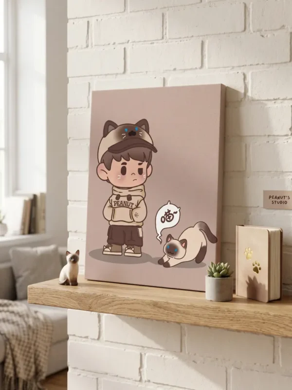 [PRE-ORDER] PEANUT Studio Original Art Canvas Print – Solid Wood & Giclée Print (21x29.7cm)