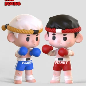 [IN STOCK] PEANUT “Thai Boxing” Art Toy Set – Red & Blue Limited Edition (11cm, PU Resin)