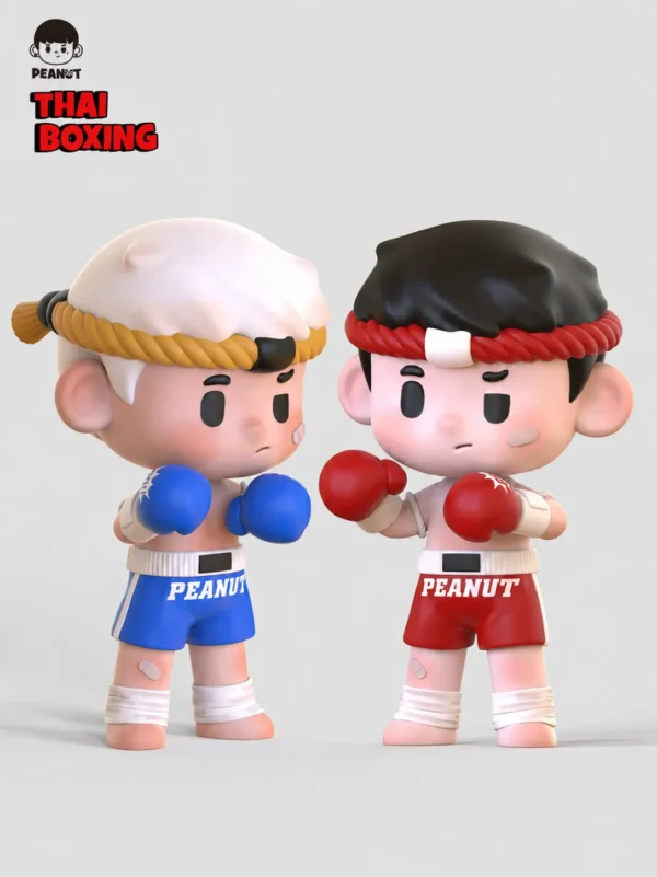 [IN STOCK] PEANUT “Thai Boxing” Art Toy Set – Red & Blue Limited Edition (11cm, PU Resin)